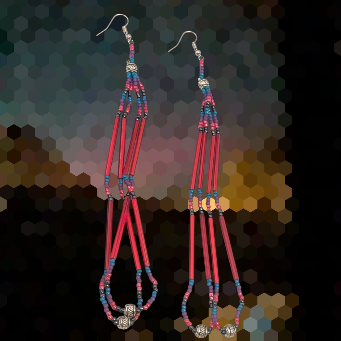 Indigenous Handmade Beaded Dangle Earrings