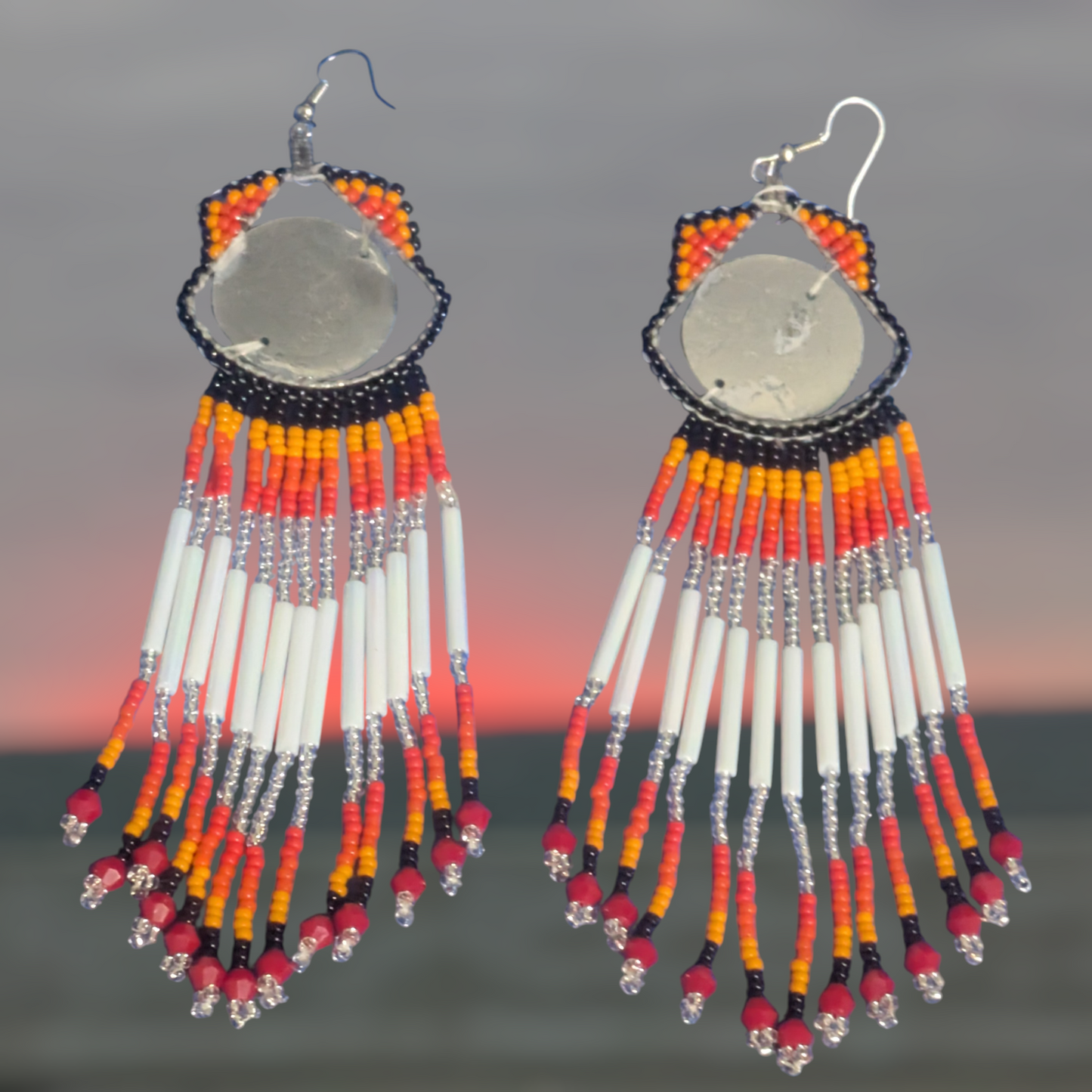 Handmade Indigenous Beaded Fringe Earrings