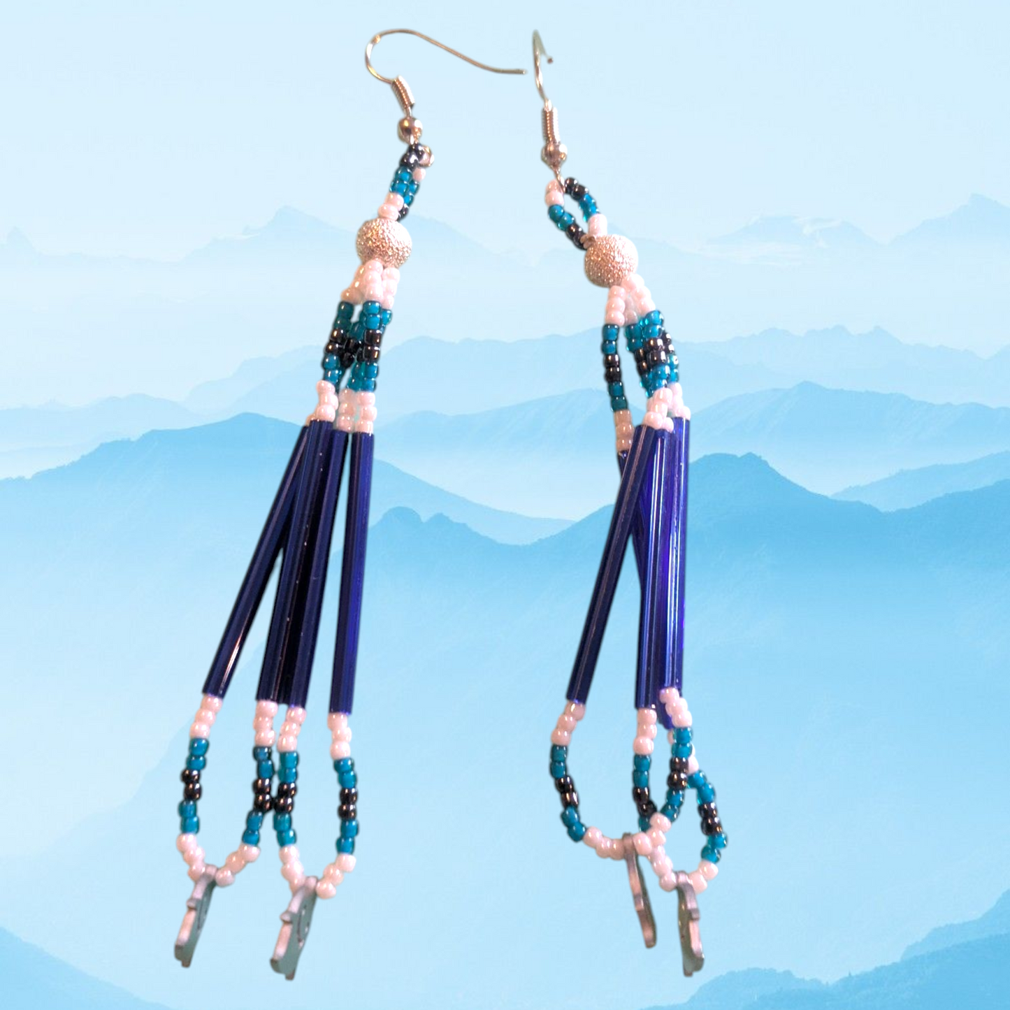 Handmade Ghost Evil eye inspired Beaded Dangle Earrings