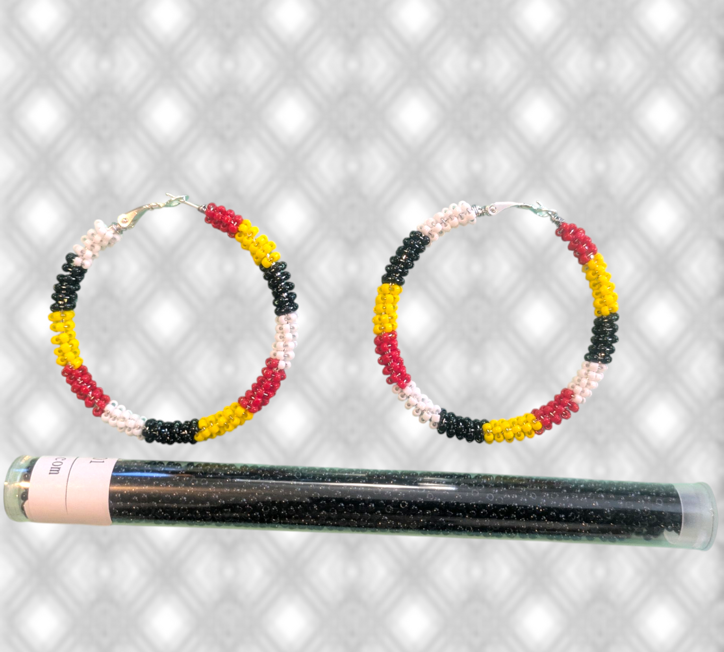 Handmade Indigenous Boho Beaded Hoop Earrings