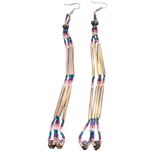 Indigenous Handmade Beaded Dangle Earrings Boho