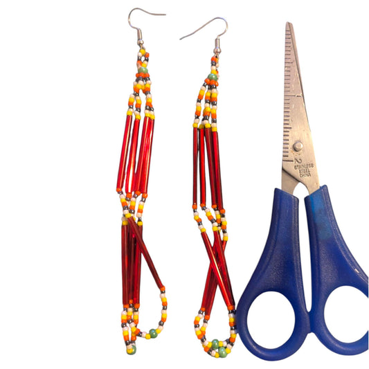 Indigenous Handmade Beaded Dangle Earrings