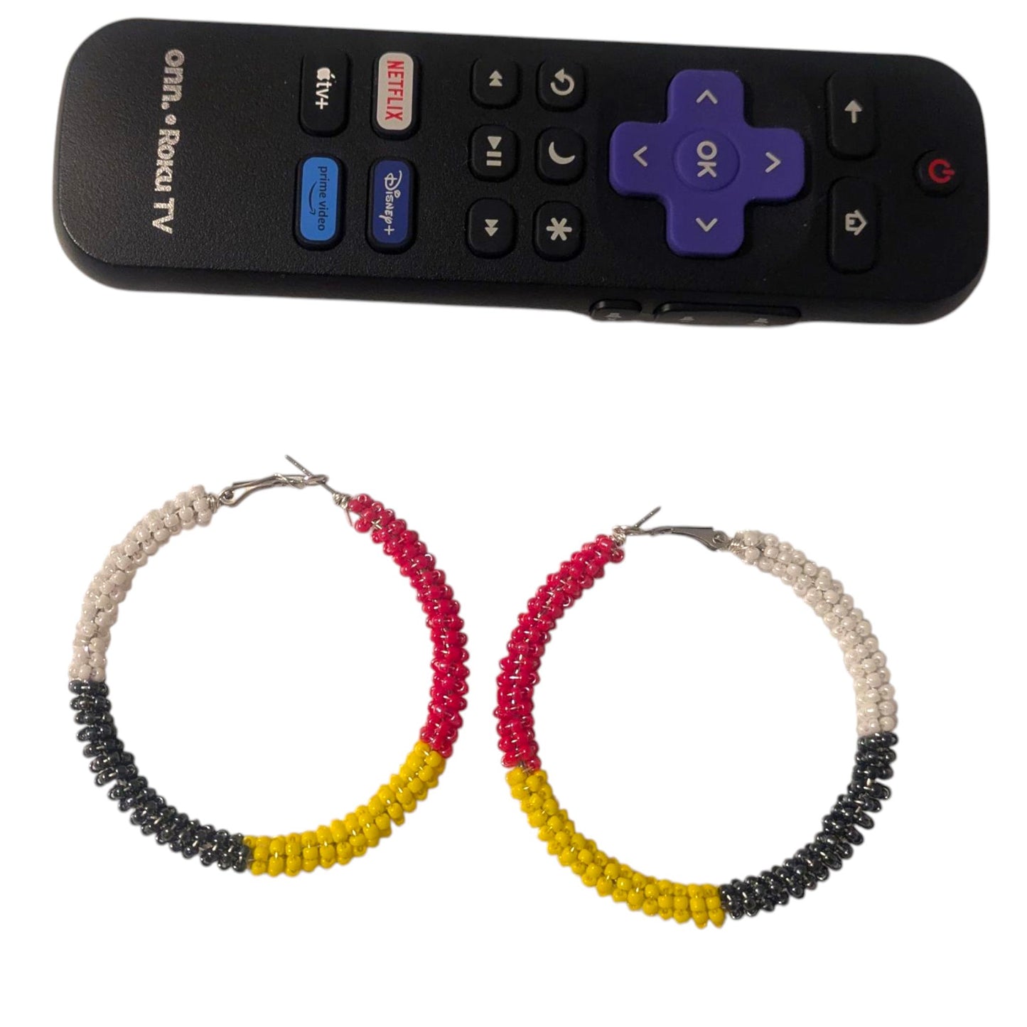 Handmade Indigenous Boho Beaded Hoop Earrings
