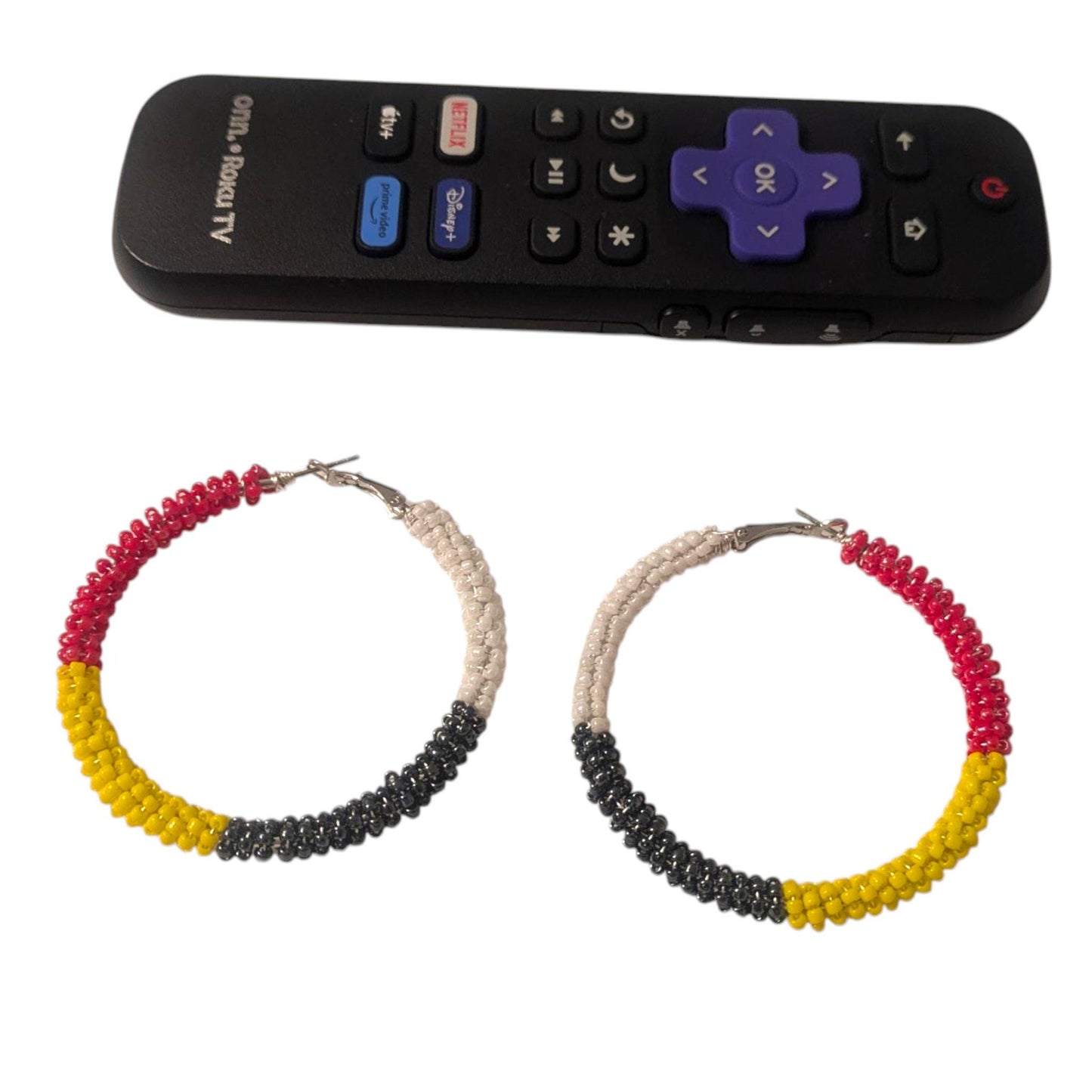 Handmade Indigenous Boho Beaded Hoop Earrings