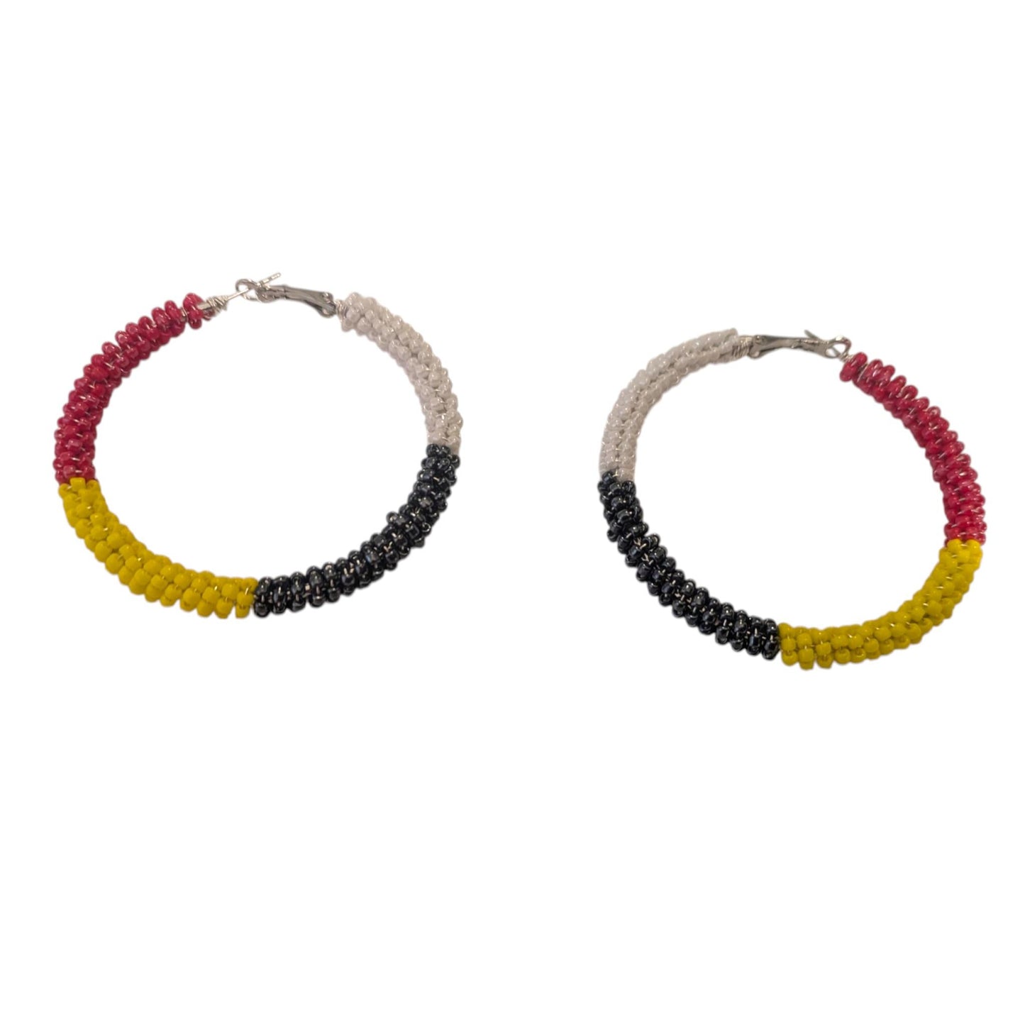 Handmade Indigenous Boho Beaded Hoop Earrings