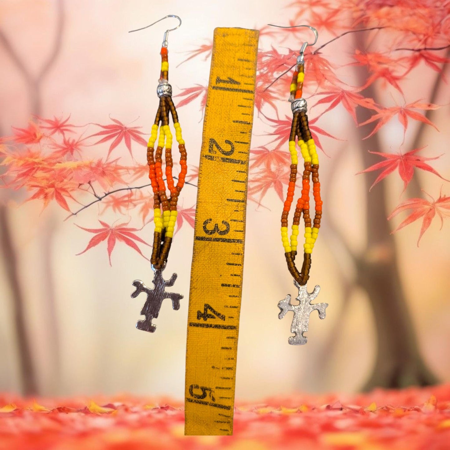 Halloween Fall Harvest Scarecrow Handmade Beaded Dangle Earrings