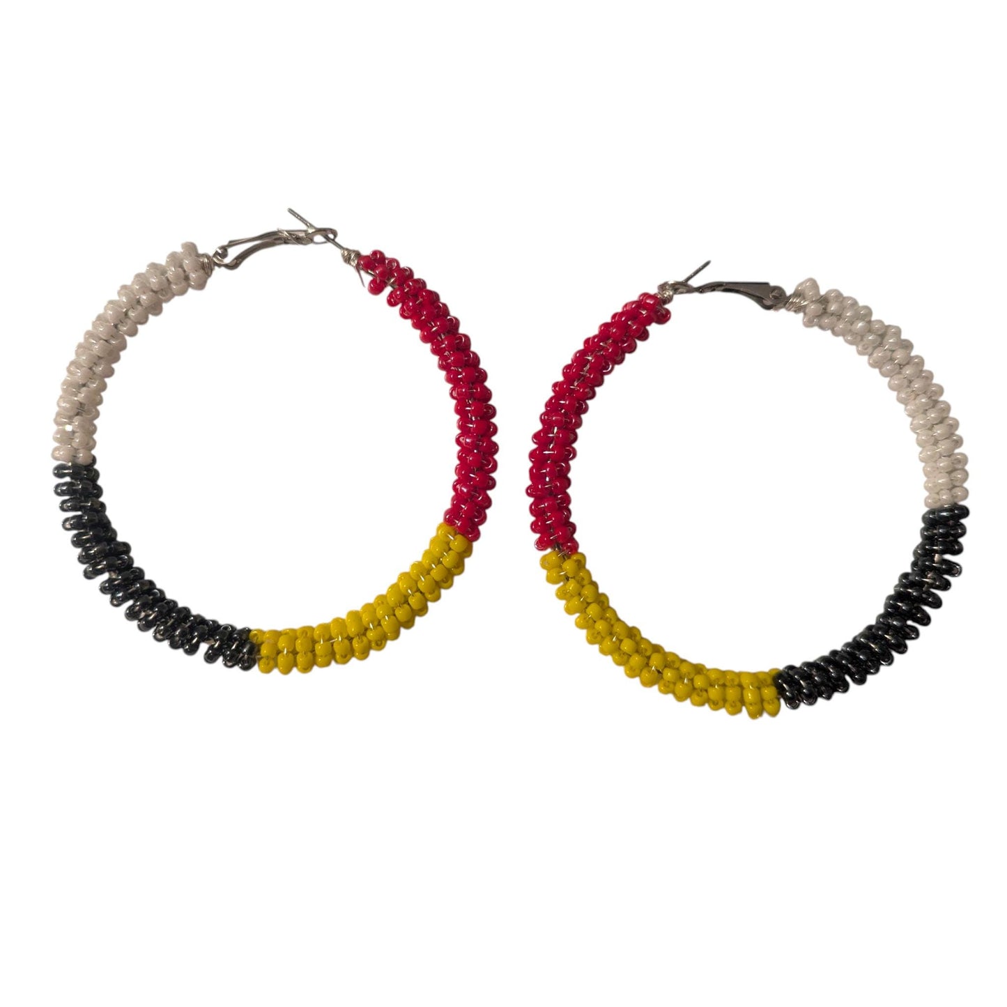 Handmade Indigenous Boho Beaded Hoop Earrings