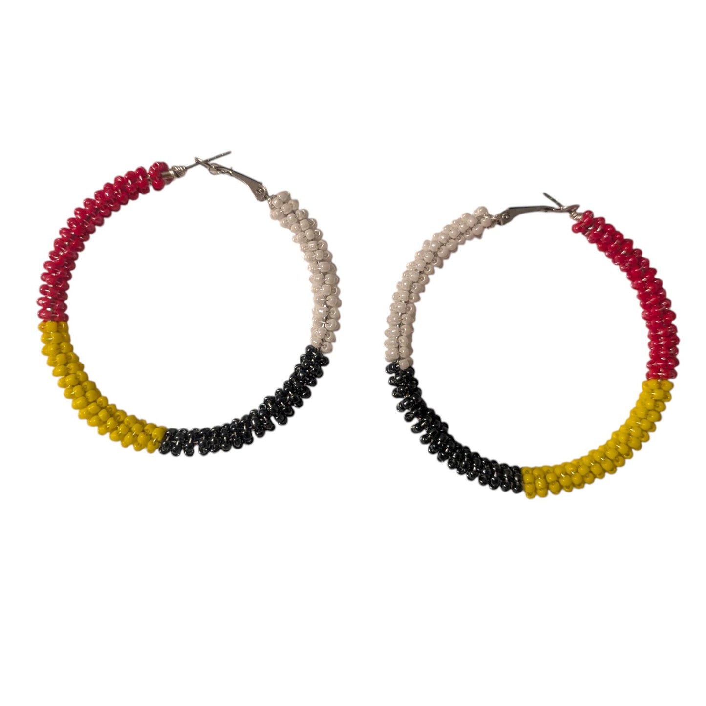Handmade Indigenous Boho Beaded Hoop Earrings