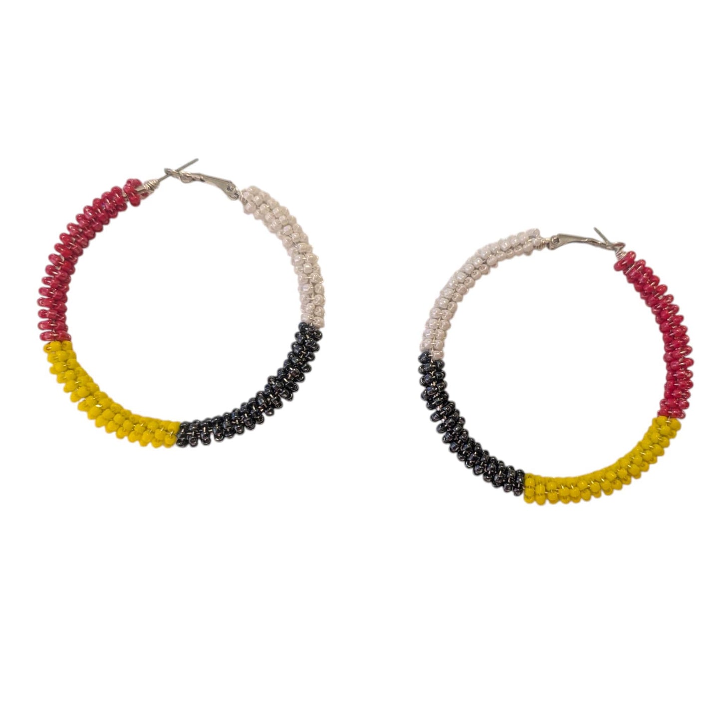 Handmade Indigenous Boho Beaded Hoop Earrings