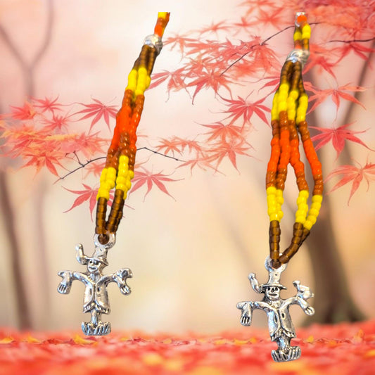 Halloween Fall Harvest Scarecrow Handmade Beaded Dangle Earrings