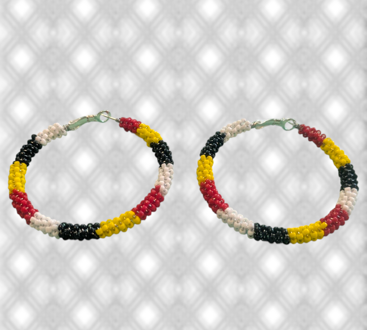 Handmade Indigenous Boho Beaded Hoop Earrings