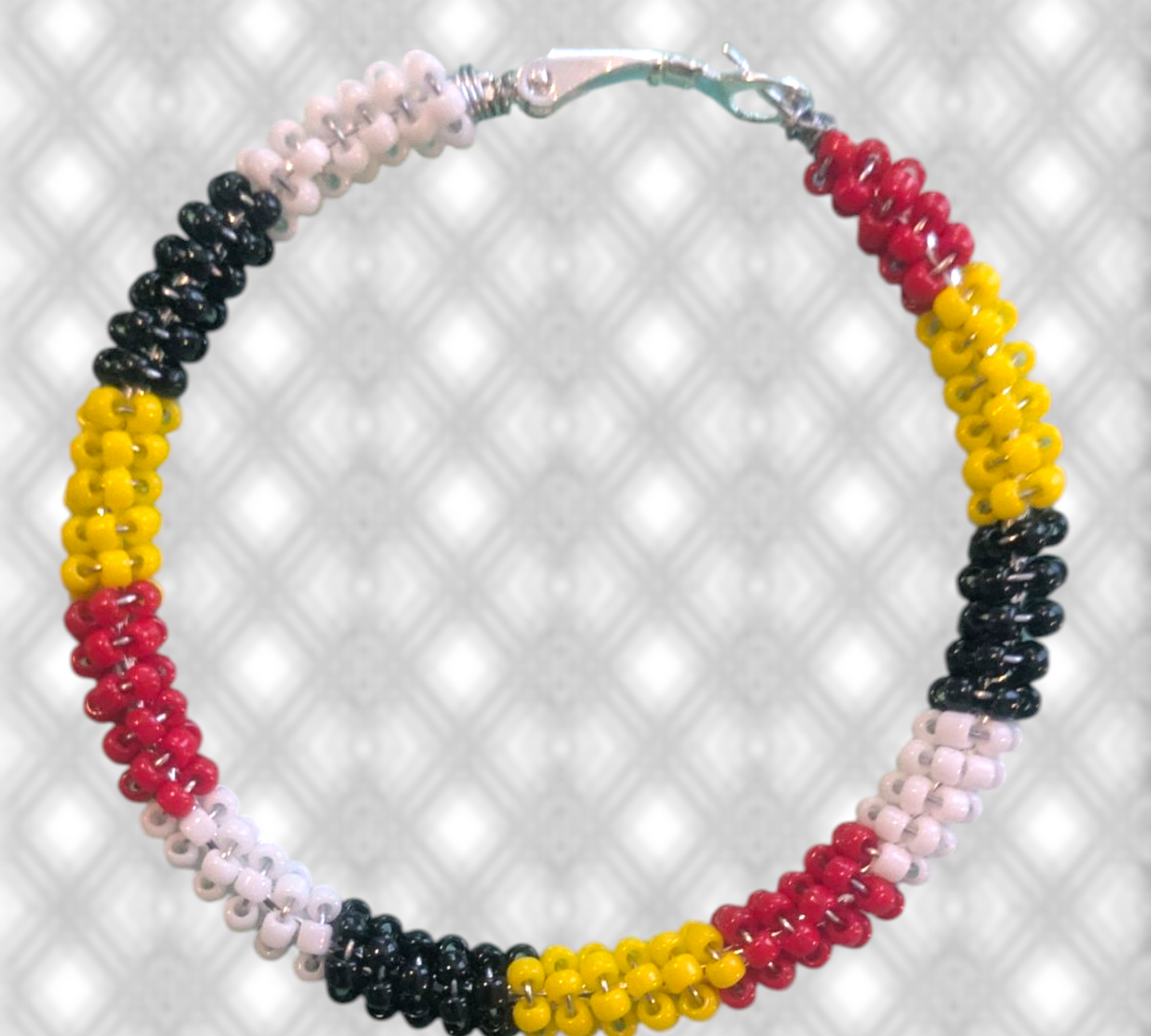 Handmade Indigenous Boho Beaded Hoop Earrings