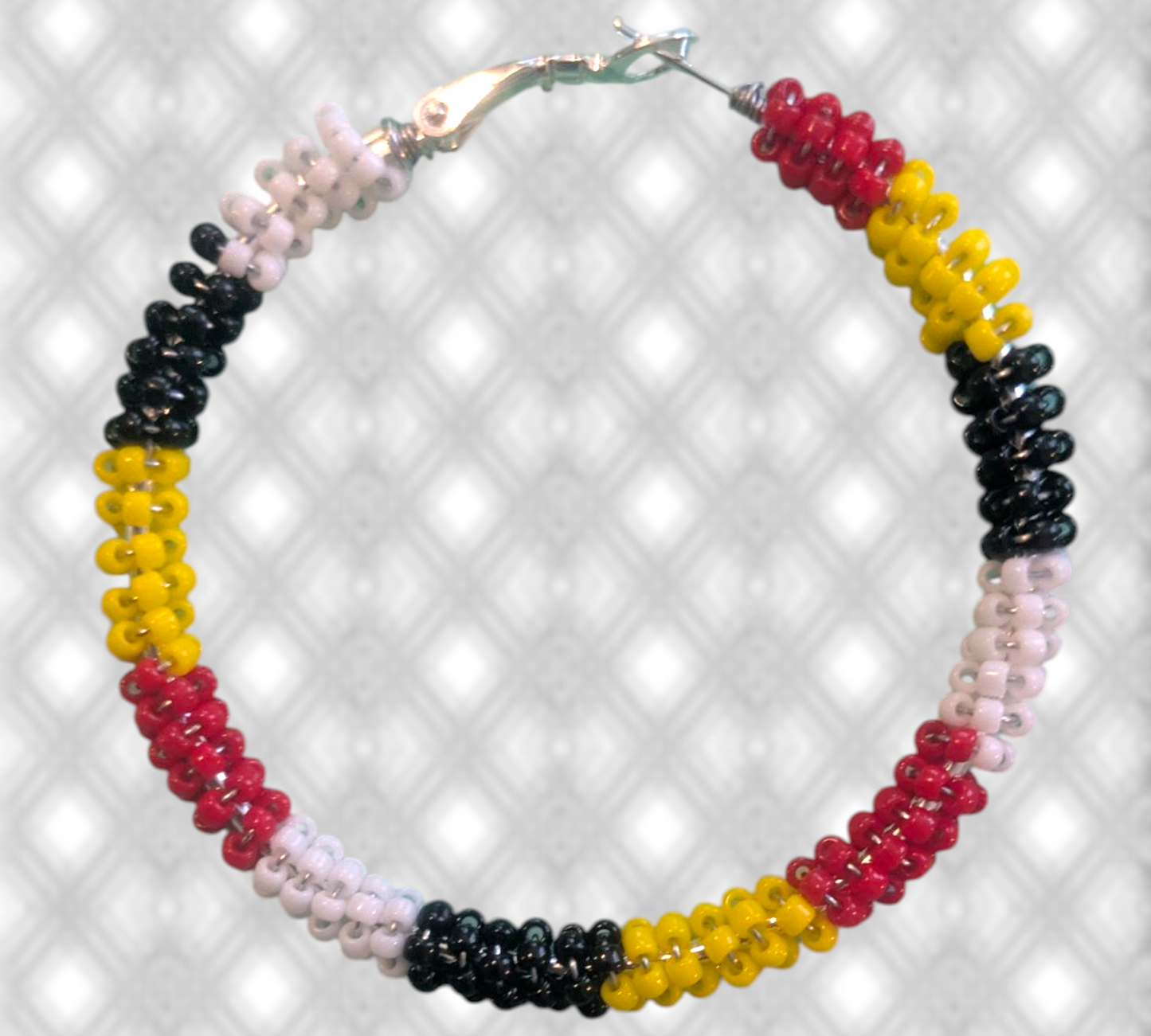 Handmade Indigenous Boho Beaded Hoop Earrings