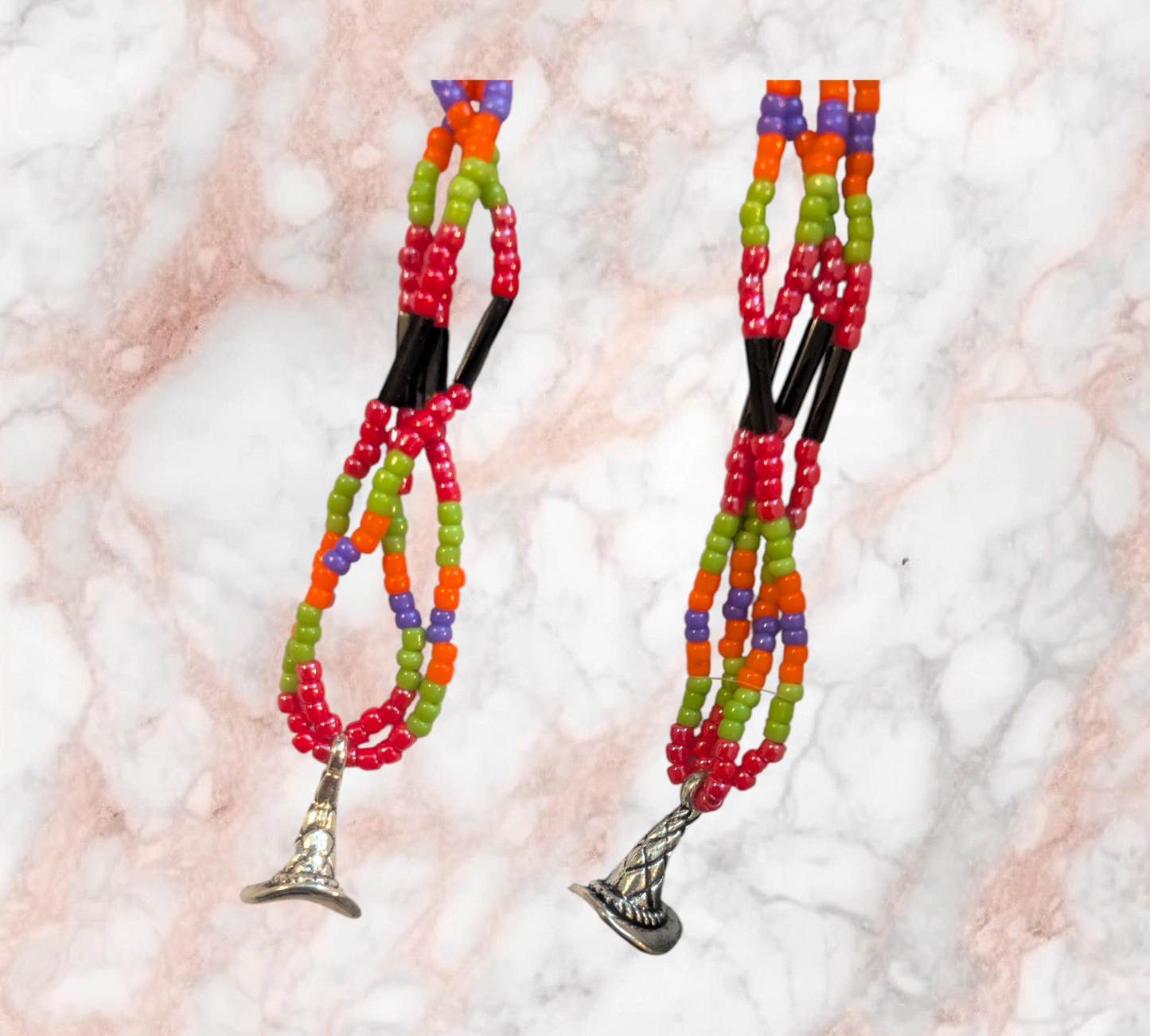 Halloween Wizard Hat Dangle earrings Handmade Indigenous