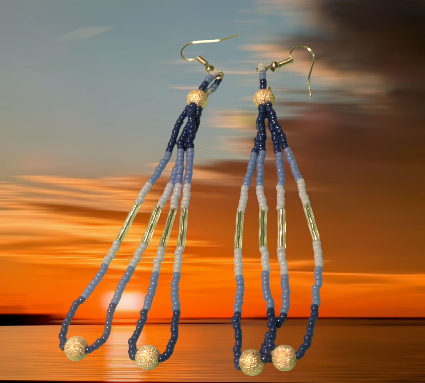 Handmade Indigenous Beaded Dangle Earrings