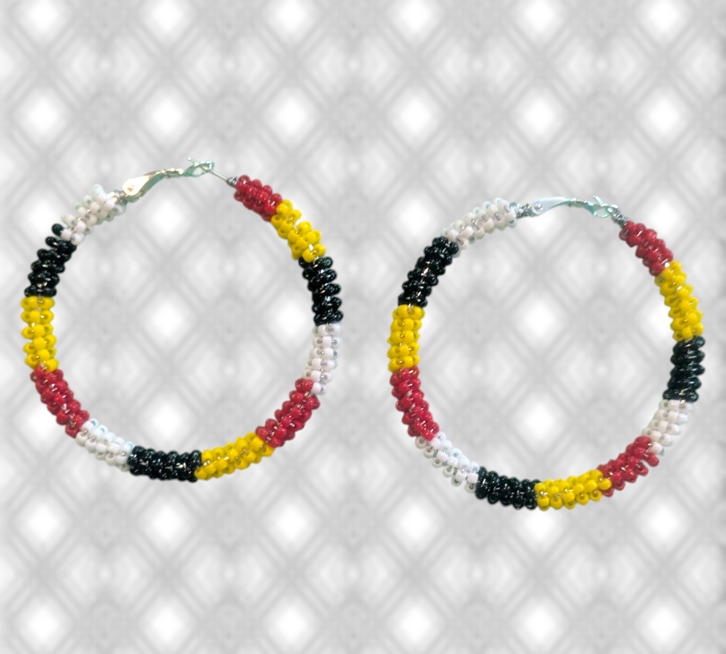 Handmade Indigenous Boho Beaded Hoop Earrings