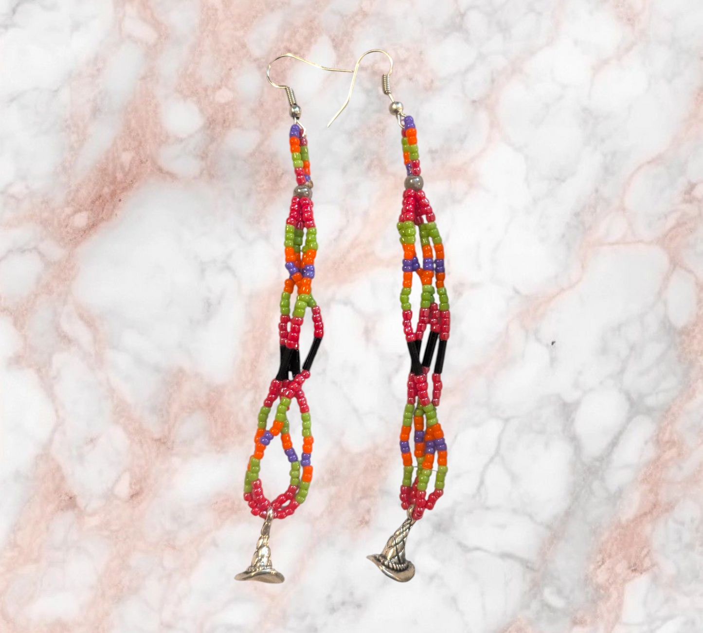 Halloween Wizard Hat Dangle earrings Handmade Indigenous