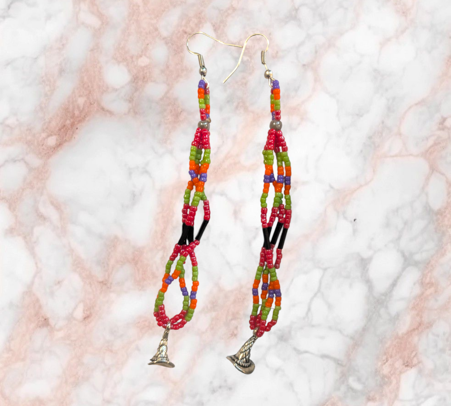 Halloween Wizard Hat Dangle earrings Handmade Indigenous