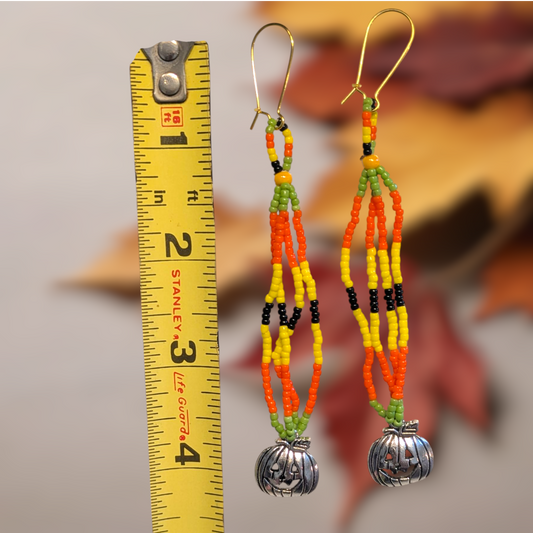 Halloween Jack-o'-lantern Dangle earrings Handmade Indigenous