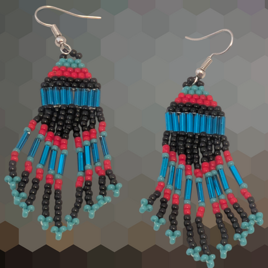 Indigenous Handmade Beaded Brick Stitch Fringe Earrings