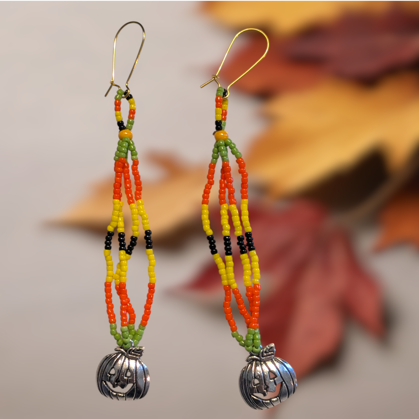 Halloween Jack-o'-lantern Dangle earrings Handmade Indigenous