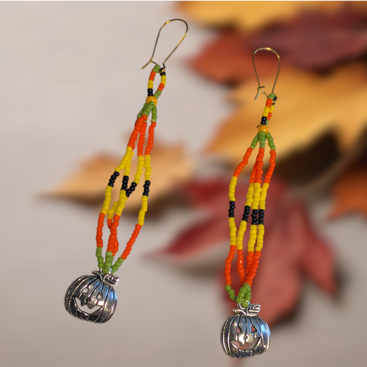 Halloween Jack-o'-lantern Dangle earrings Handmade Indigenous