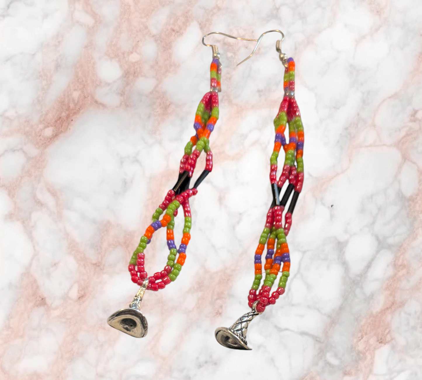 Halloween Wizard Hat Dangle earrings Handmade Indigenous