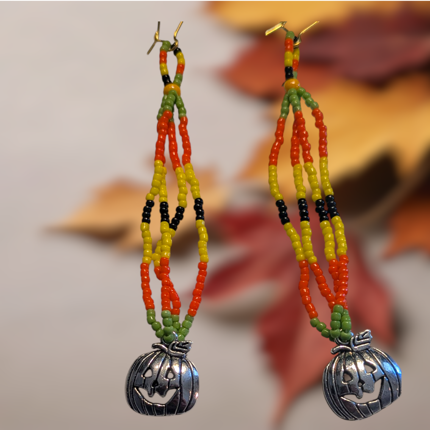 Halloween Jack-o'-lantern Dangle earrings Handmade Indigenous