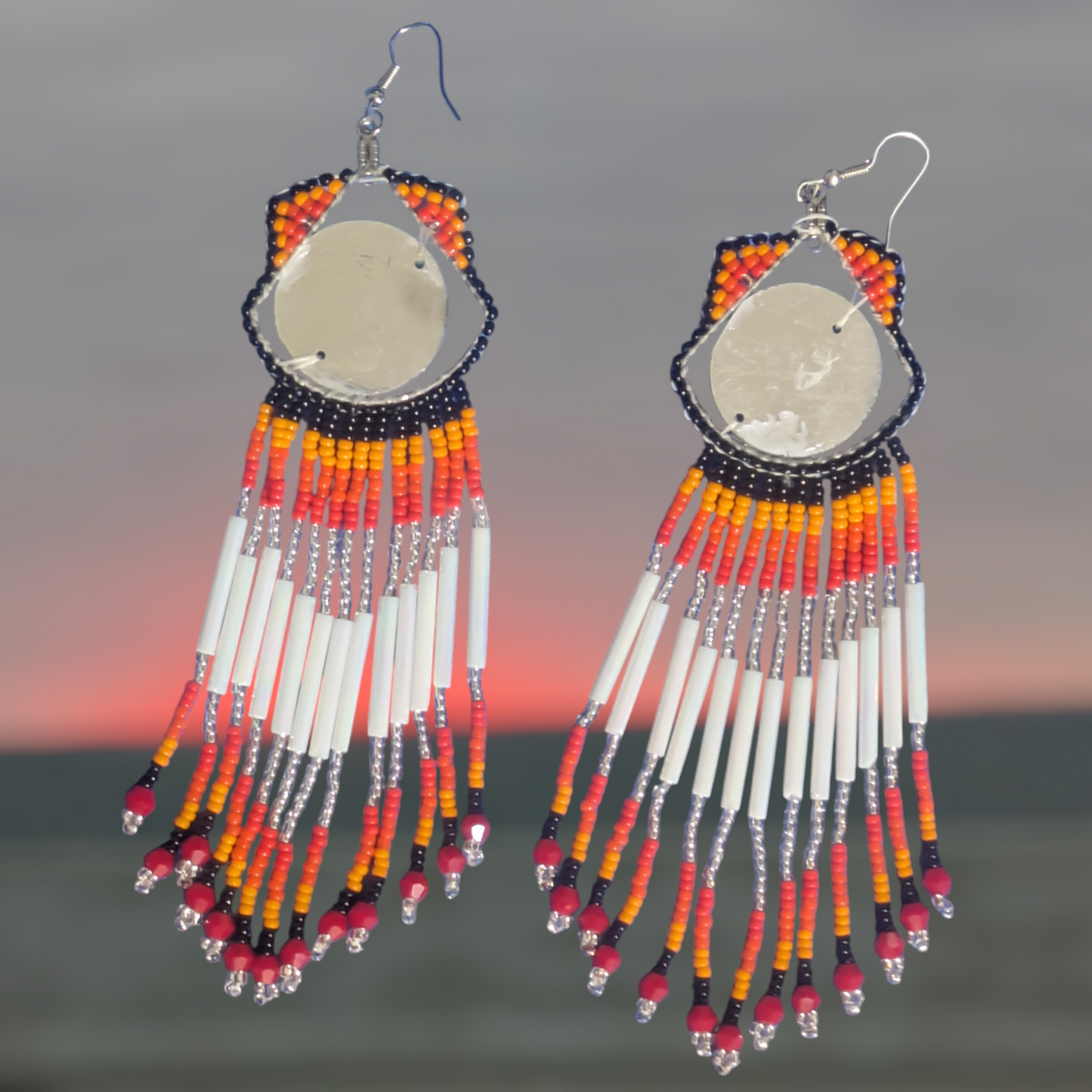 Handmade Indigenous Beaded Fringe Earrings