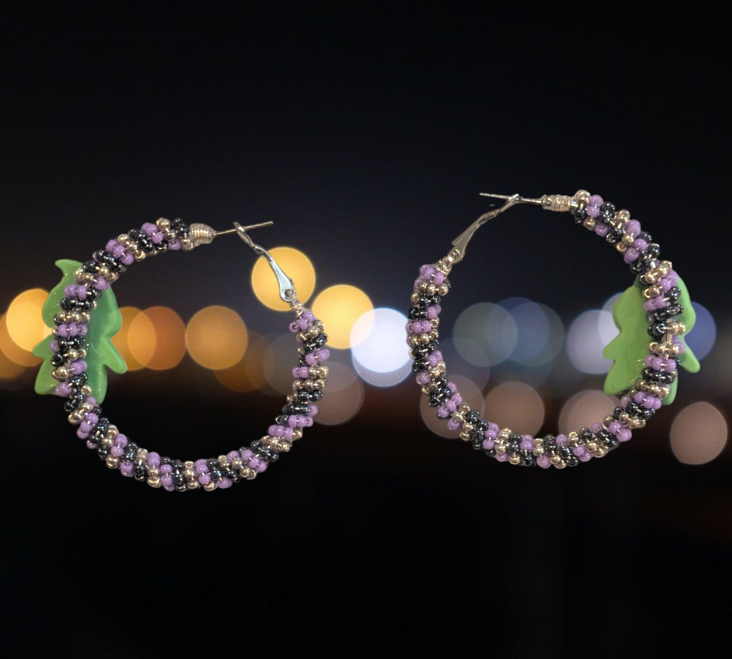 Wire Wrapped Hoop Earrings with Oogie Boogie