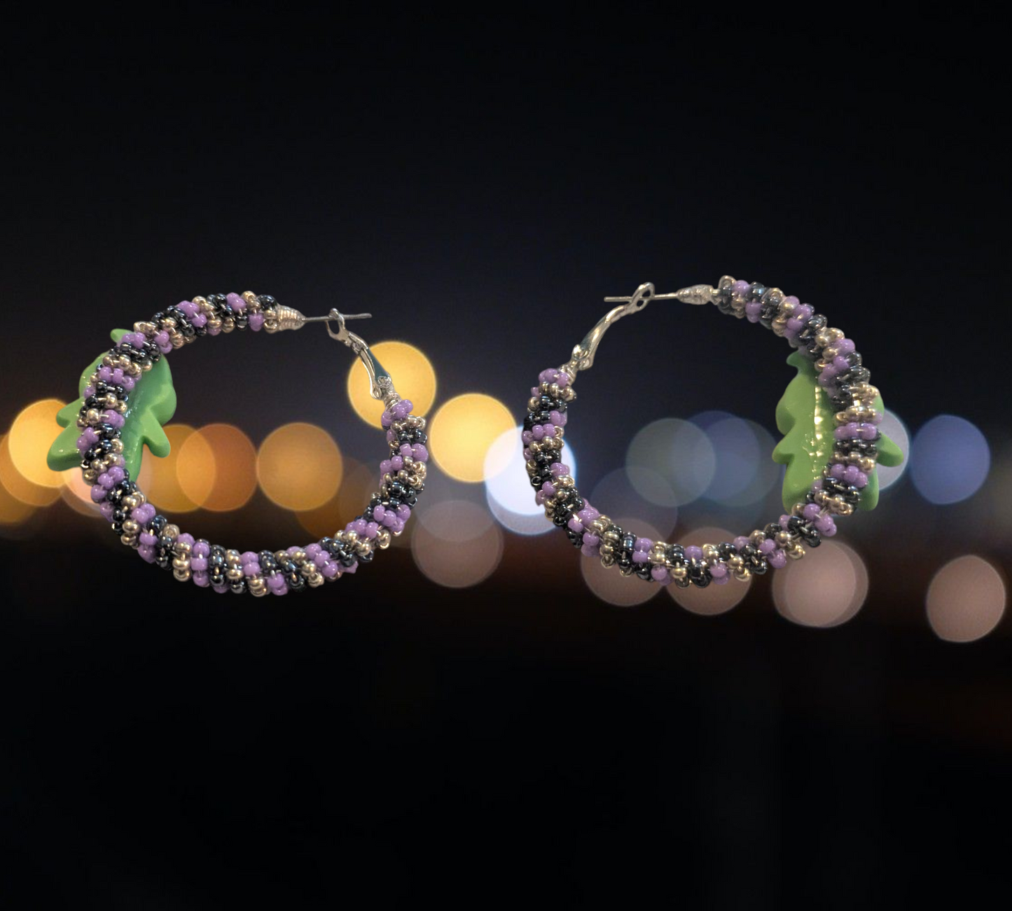 Wire Wrapped Hoop Earrings with Oogie Boogie