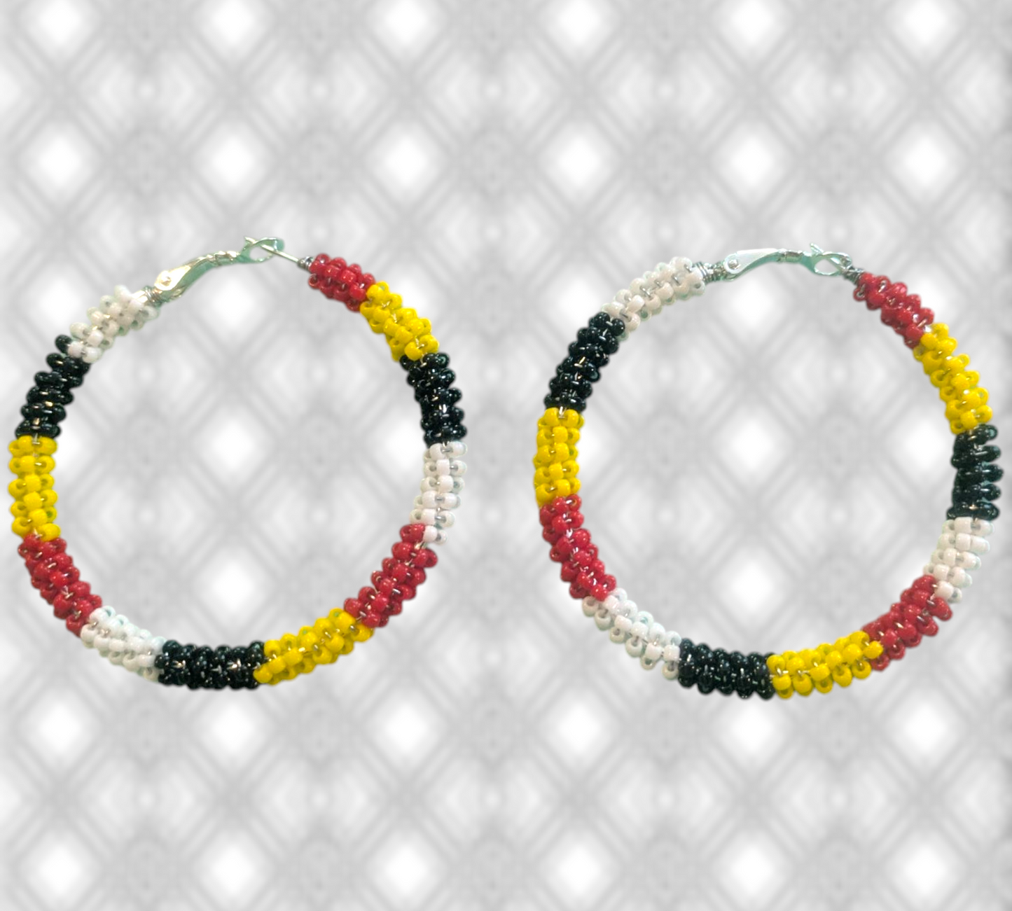 Handmade Indigenous Boho Beaded Hoop Earrings