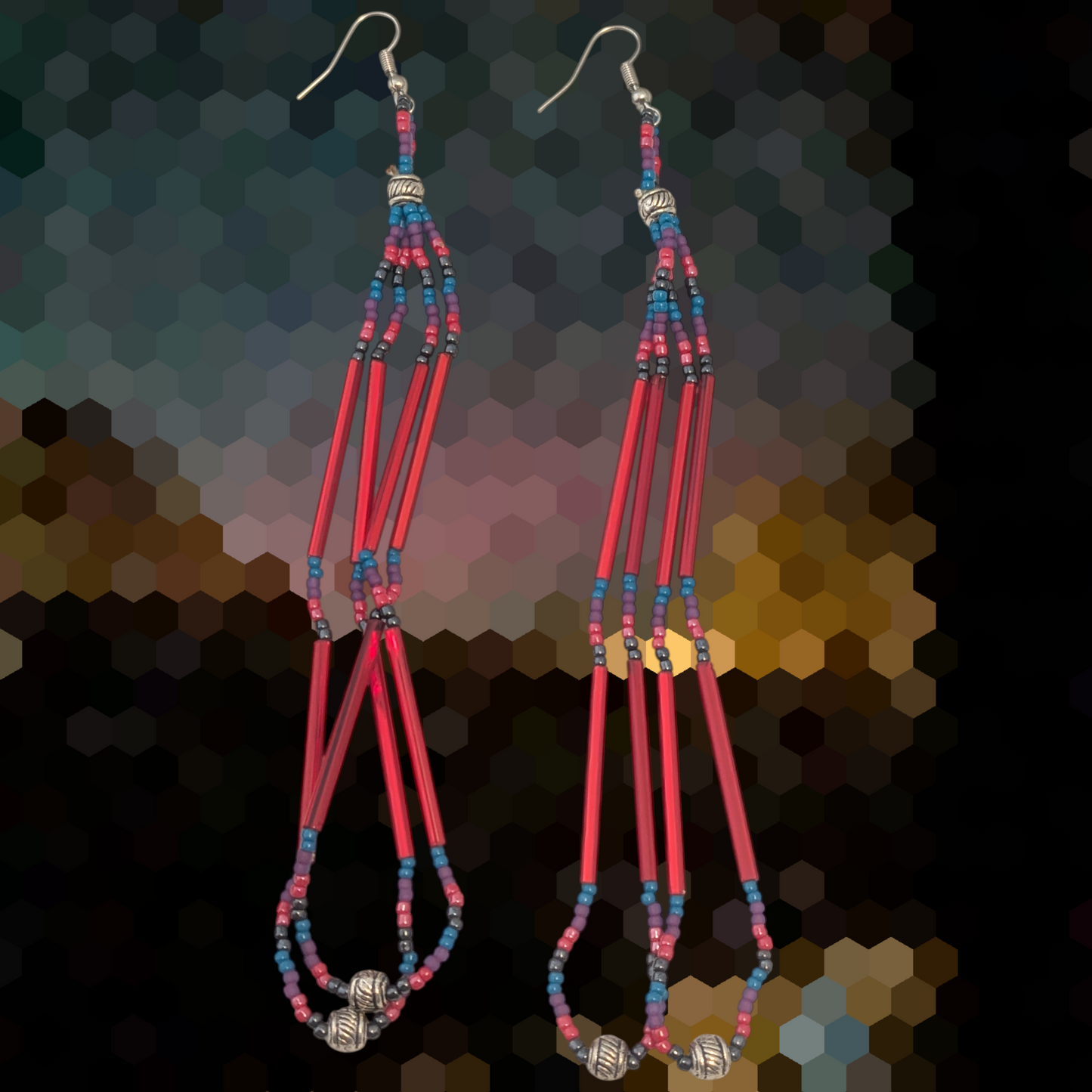 Indigenous Handmade Beaded Dangle Earrings