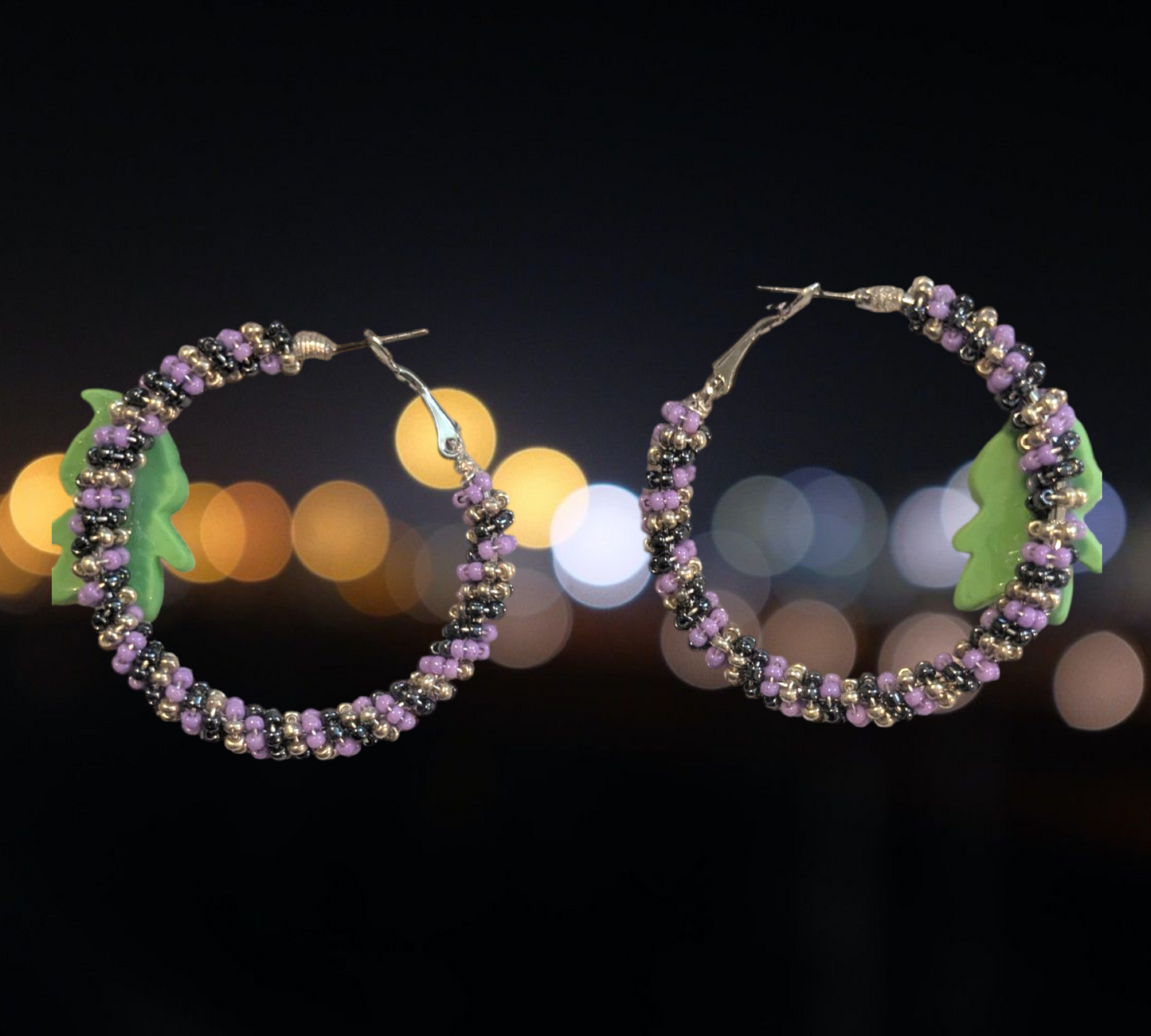 Wire Wrapped Hoop Earrings with Oogie Boogie