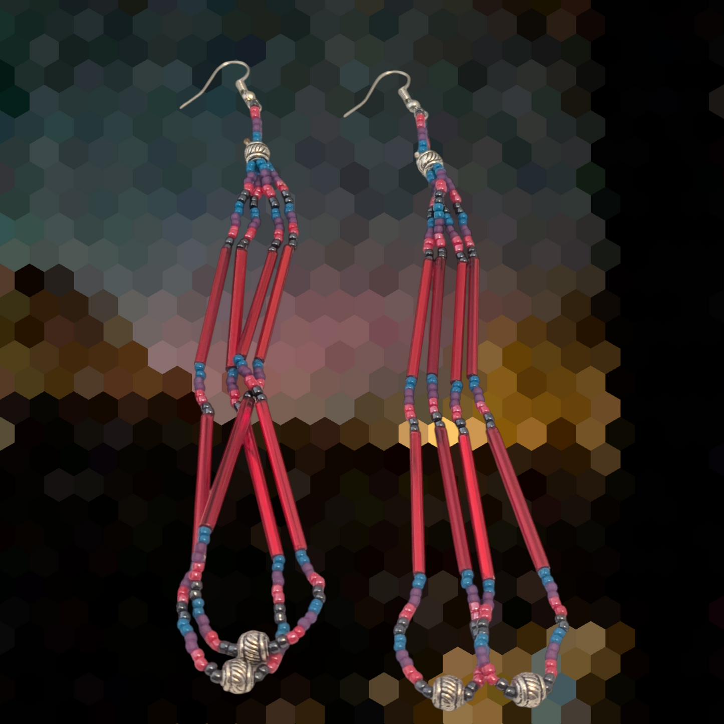Indigenous Handmade Beaded Dangle Earrings