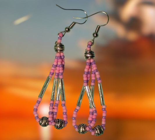 Handmade Indigenous Beaded Dangle Earrings